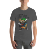 Dark gray men's cotton T-shirt with 'Just Do It' baseball cartoon graphic