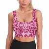 Pink leopard print yoga vest, comfortable and breathable sports bra for fitness