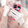 iPhone 12 Pro case with artistic design, red color, supports wireless charging.
