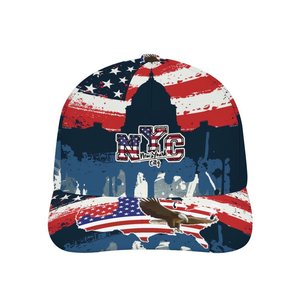 Baseball Cap with American Flag Design. Polyester fabric, curved brim, and adjustable fit for outdoor wear. New upgrade 2024.