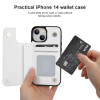 iPhone 14 wallet case with card slot, stylish design, black and white. Simplify your life with card storage.