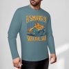 Turquoise pure cotton long sleeve T-shirt with 'ASMOOTH ARE MADE OF SOULFULLY' graphic, casual wear.