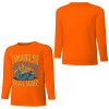 Orange pure cotton long sleeve T-shirt featuring ASMODUS SOULFUL SHAKER graphic, casual wear