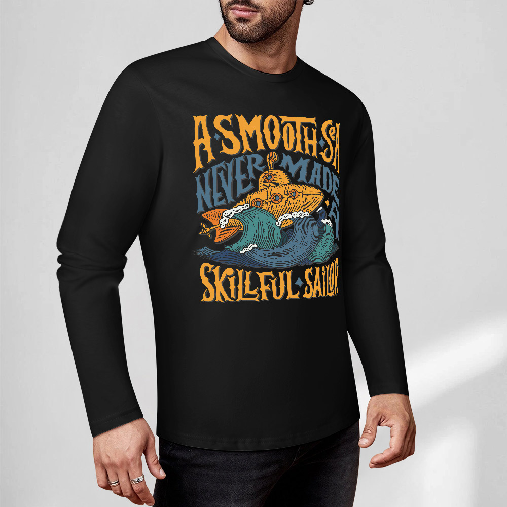 Black pure cotton long sleeve T-shirt with ASMODUS SOULFUL SHAKER graphic design, casual wear.