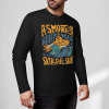 Black pure cotton long sleeve T-shirt with ASMODUS SOULFUL SHAKER graphic design, casual wear.