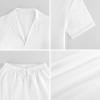 White silk pajama set close-up: collar, sleeve, shorts, and fabric texture details, comfortable sleepwear.