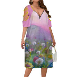 Women's V-neck off-shoulder plus size dress