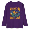Purple pure cotton long sleeve T-shirt with 'A SMOOTH SHAKER' graphic for casual wear