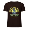 Brown pure cotton short-sleeved T-shirt featuring Catch the Wave Surfing graphic, summer fashion