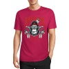 Berry-colored pure cotton T-shirt with gorilla graphic print, summer fashion.