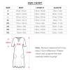 7-point sleeve dress size chart with bust, length, and sleeve measurements in cm/in.