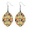Inkedjoy wooden earrings with a colorful pattern and silver hook. Perfect for daily wear or special occasions.