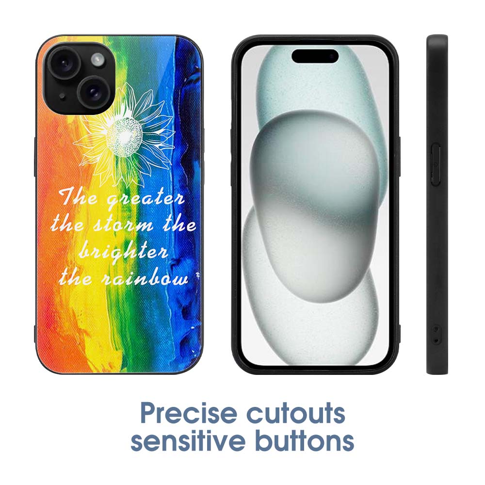 iPhone 15 Case with Rainbow Design and Inspirational Quote