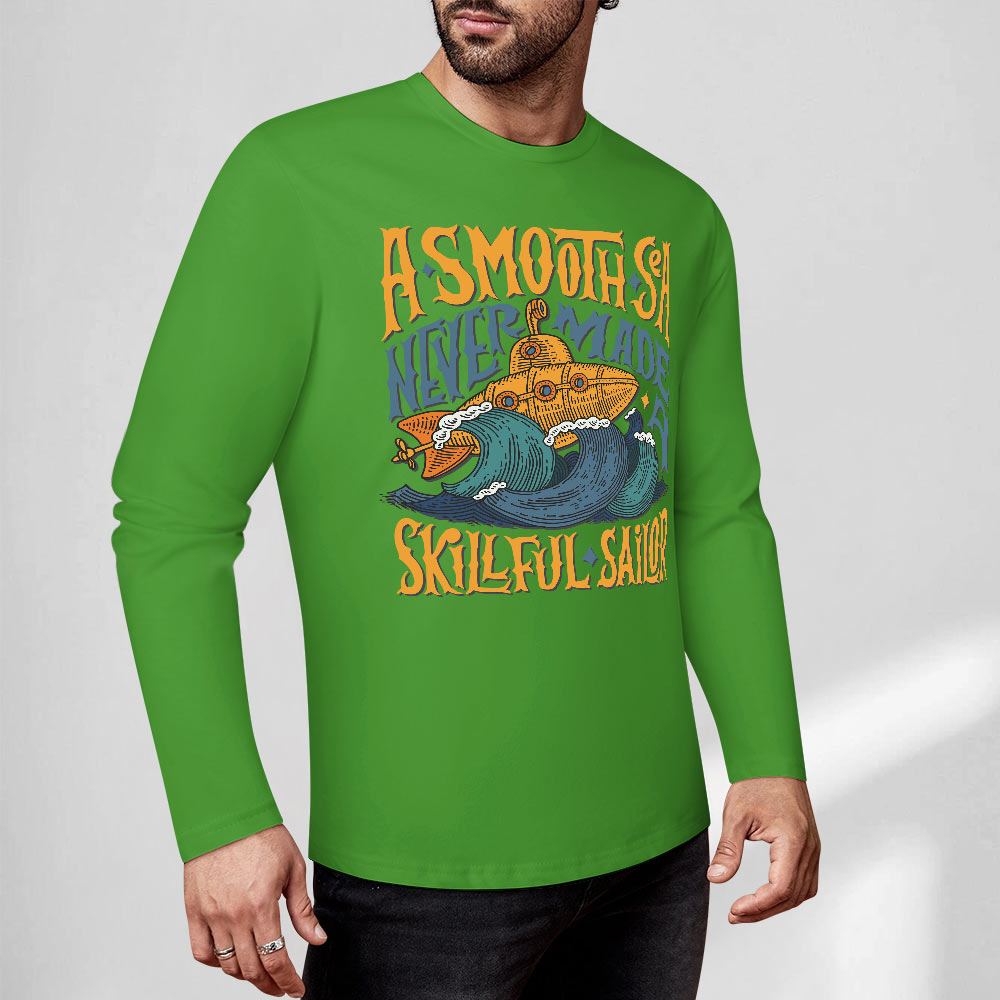 Green pure cotton long sleeve t-shirt featuring ASMODUS Soulful Shaker graphic design for casual wear.