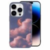 iPhone 14 glass case with cloud and moon design, stylish and protective