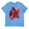 Men's light blue cotton t-shirt with red monster graphic print | Inkedjoy