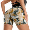 Women's abstract print yoga shorts, high-waist, stretchy, and breathable, perfect for yoga and fitness.