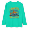 Turquoise ASMODUS Shark Attack long sleeve pure cotton T-shirt, casual wear, featuring shark graphic design