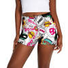 Colorful pop art ladies shorts, high waist for yoga, sports, fitness, Inkedjoy