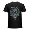 Black cotton men's T-shirt with detailed samurai skull design. 100% cotton, perfect for leisure and events.
