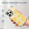 iPhone 16 fiber skin case with yellow floral pattern and slim, comfortable grip