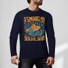 Dark blue pure cotton long sleeve T-shirt with 'A SMOOTH SHAKER' graphic for casual wear.