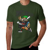 Dark Green Men's Cotton T-shirt with Cartoon Baseball Player Graphic, 'Just Do It' print