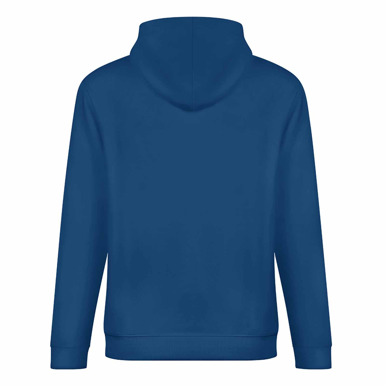 Royal blue 100% cotton hooded sweater, loose fit, suitable for daily wear.