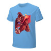 Men's blue cotton t-shirt with red monster graphic print