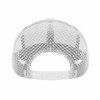 White baseball cap with mesh back, curved brim, and adjustable fit. Perfect for outdoor wear and comfort.