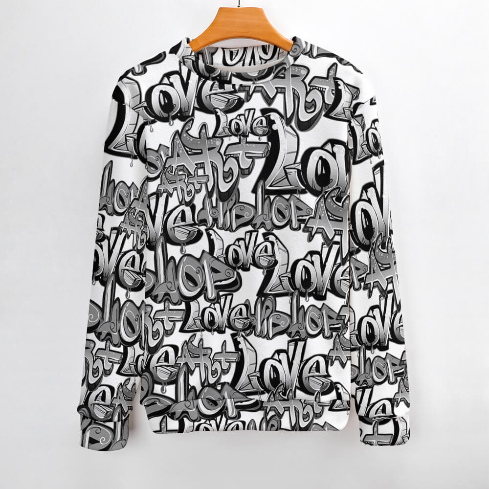 Black and white patterned men's crew neck sweater, perfect winter wear.
