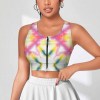 Women's Yoga Zipper Vest, featuring a vibrant tie-dye pattern, designed for sports and everyday wear.