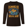Dark brown pure cotton long sleeve T-shirt with 'A SMOOTH SHAKER' graphic for casual wear