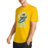 Yellow pure cotton surfing print T-shirt featuring California surfing design for men, summer fashion