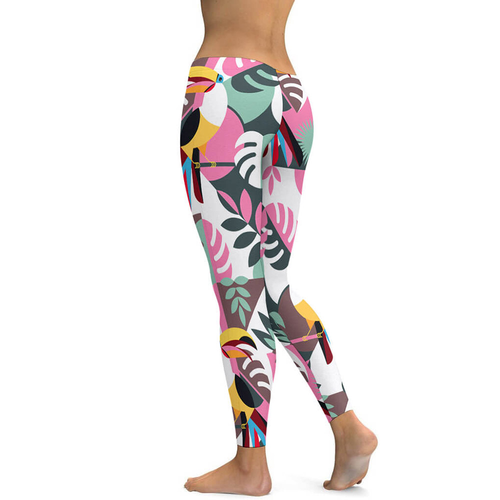 Soft Ladies Pattern Yoga Pants with colorful abstract pattern, high-waist design for sports and fitness