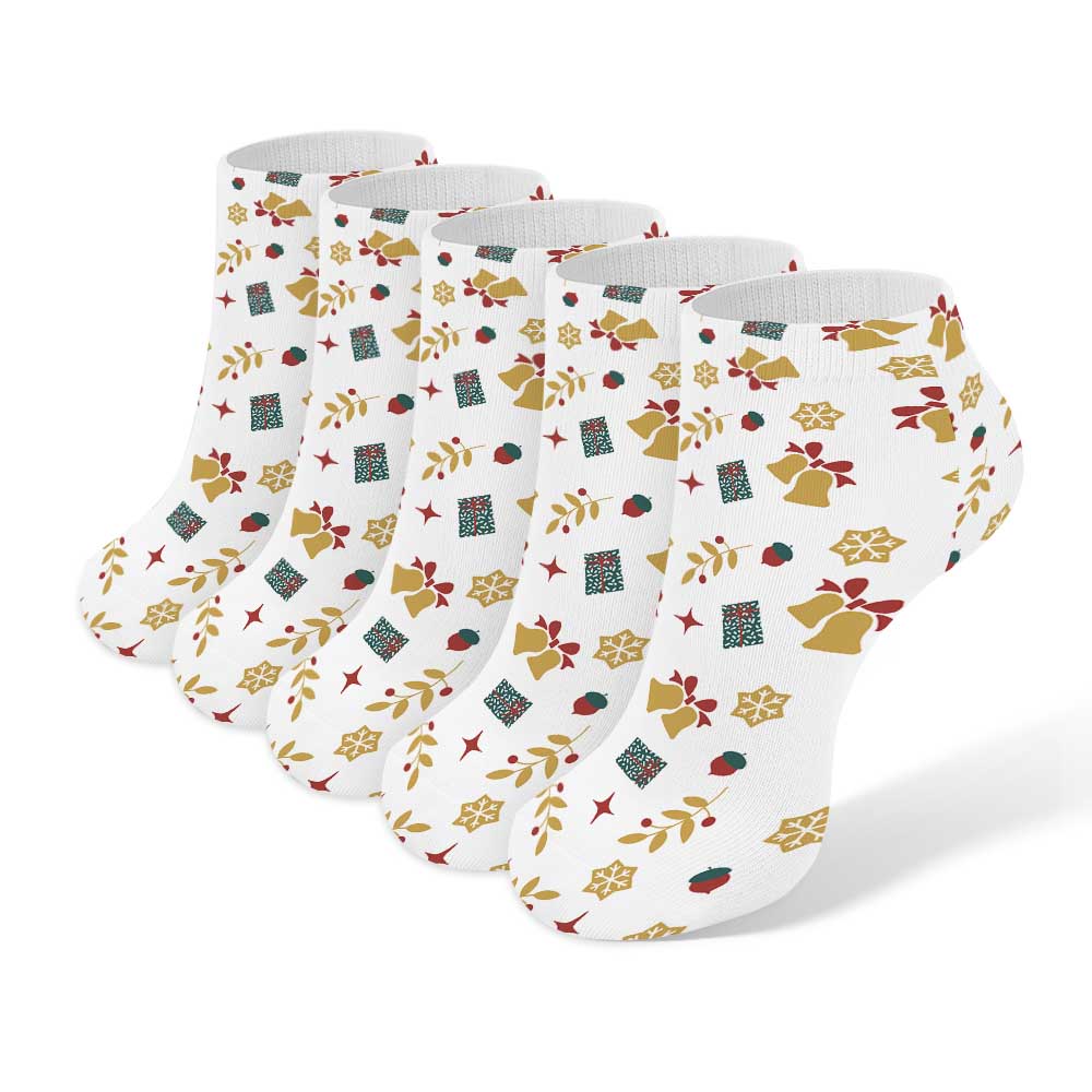 Comfortable pattern socks (5 pairs), featuring repeating shapes, made of large chemical fiber material
