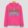 Hot pink cotton hoodie with "CALIFORNIA SURFING" graphic, loose fit, for daily wear