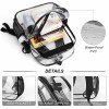 Transparent PVC backpack details, waterproof, suitable for work or travel, with multiple pockets and sturdy straps.