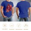 Blue men's cotton t-shirt with red monster graphic print by Inkedjoy, 100% cotton