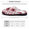 Cotton slippers size chart. Features heart pattern, warm lining, and anti-slip rubber sole.