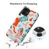iPhone 12 series microfiber case with a cat and floral design. Drop-resistant.