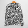 Men's crew neck sweater with a unique black and white pattern, perfect for winter fashion