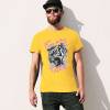 Yellow men's cotton Fearless Tiger graphic T-shirt, front and back print, collection.