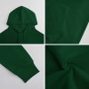 Green cotton hooded sweater fabric detail, comfortable and breathable, youth fashion.