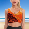 Women's orange texture sports bra, breathable and soft, perfect for yoga and casual wear.