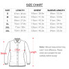 Size Chart for Vintage Casual Long Sleeve Shirt Top, featuring measurements for length, bust, and sleeve length.