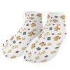 Patterned white socks with floral and geometric patterns, chemical fiber material.