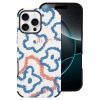 iPhone 16 Fiber Skin Case with abstract blue and orange floral pattern