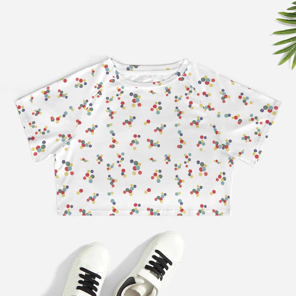 White floral print brushed milk silk short-sleeved navel-exposed shirt, perfect for summer wear