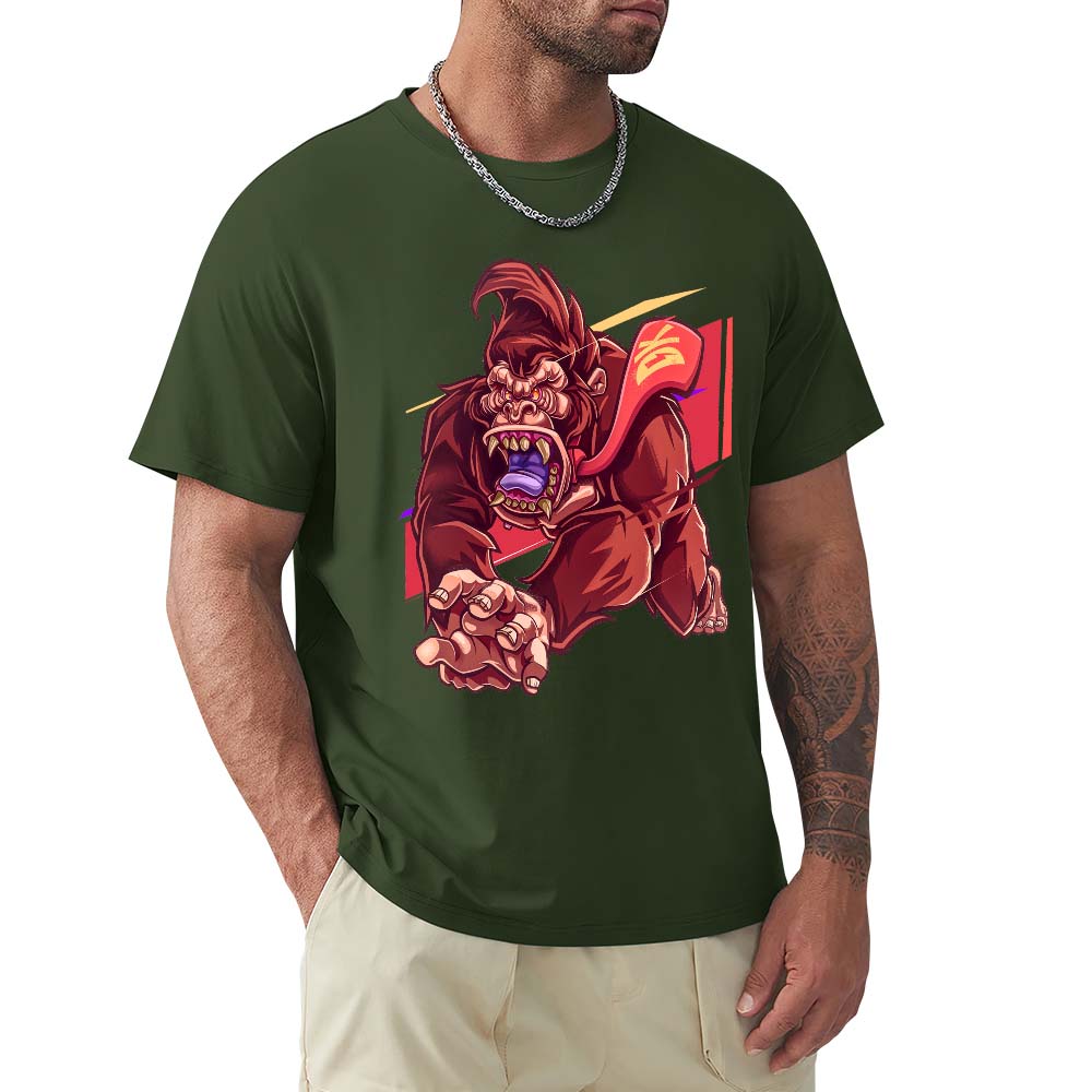 Men's green cotton t-shirt with red monster graphic print | Inkedjoy